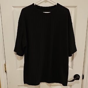 Black Short Sleeve Women's Thin Striped Tee